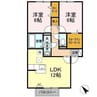 アンシャンテ　A棟 2LDKの間取り