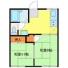 スカイハイツ徳山 2DKの間取り
