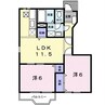 エクセルシャトーB 2LDKの間取り
