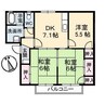 グリーンハイツFUJII　B棟 3DKの間取り
