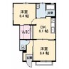 クレアージュⅡ 2DKの間取り