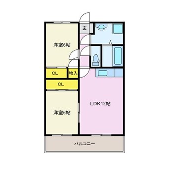 間取図 上越線（群馬県内）/新前橋駅 徒歩27分 2階 築25年