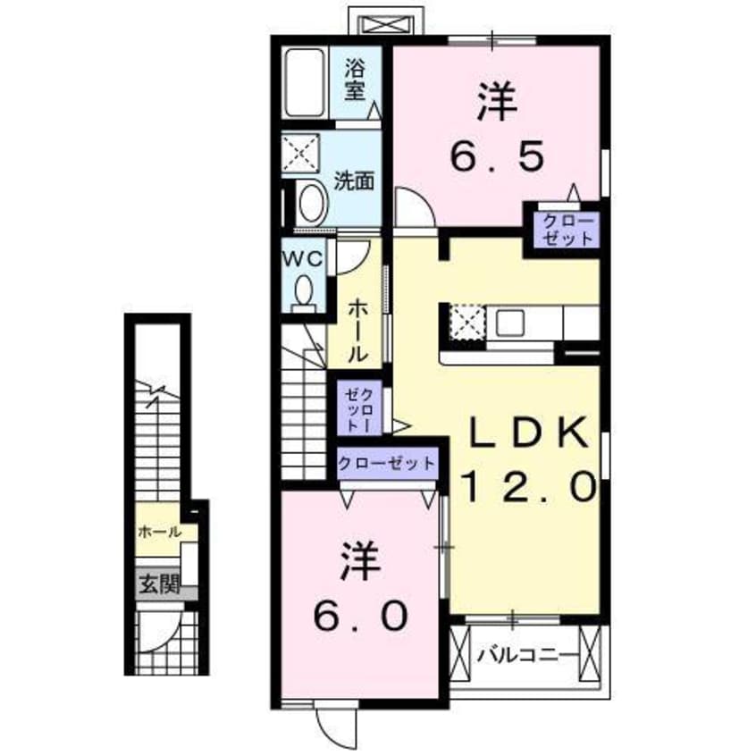間取図 上越線（群馬県内）/井野駅 徒歩24分 2階 築18年