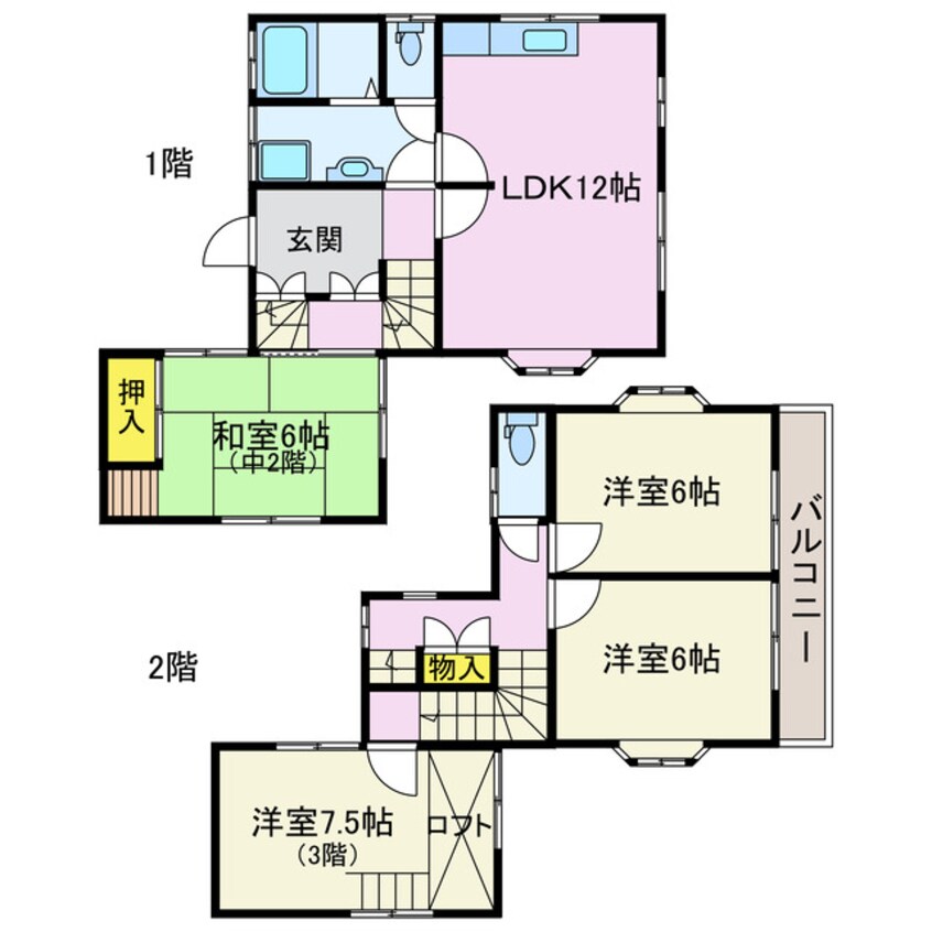 間取図 上毛電気鉄道上毛線/大胡駅 徒歩15分 1-3階 築39年