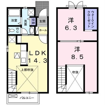 間取図 上越線（群馬県内）/新前橋駅 徒歩53分 1-2階 築9年