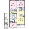 両毛線/前橋大島駅 徒歩21分 2階 築浅 2LDK+Sの間取り