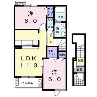 間取図 上越線（群馬県内）/井野駅 徒歩18分 2階 築14年