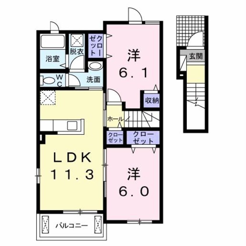 間取図 上越線（群馬県内）/群馬総社駅 徒歩39分 2階 築5年