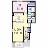 カーサ　フェリーチェⅠ 1LDKの間取り