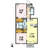 両毛線/新前橋駅 徒歩19分 1階 築3年 2LDKの間取り