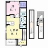 ルーツショアⅣ 1LDKの間取り