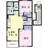 グランデージュ鳴尾 2LDKの間取り
