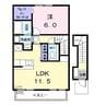 ヴィラ的場 1LDKの間取り