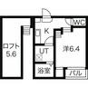 プランドール東海通 1Kの間取り