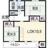 港楽ハイツ3号棟 2LDKの間取り