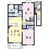 サニー　ルピナスⅢ 2LDKの間取り