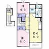 サニーリバーB 2DKの間取り