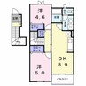 サニーリバーB 2DKの間取り