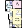 フレージュ　コルソ　B 1LDKの間取り