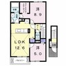 ブライト　スクエアⅢ　B 2LDKの間取り