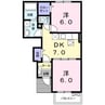 ル・サン 2DKの間取り