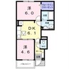 プリティハウスＹ２ 2DKの間取り