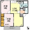 ヴィラわたなべ　A棟 2LDKの間取り