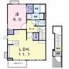 ポライトリー・ケイ 1LDKの間取り