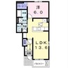 ラベンダー　B 1LDKの間取り