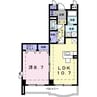 シャンポールA 1LDKの間取り