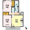 アーバンスクエア D棟 2DKの間取り