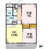 フジパレス皆生 2DKの間取り