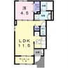 アースメゾン 1LDKの間取り