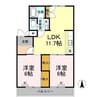 フジパレス新開 2LDKの間取り