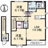 ラ・カサ 晃良 2LDKの間取り