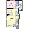 メルディア B 1LDKの間取り