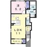 メルディア B 1LDKの間取り