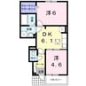 ブライト　スクエア　Ⅱ 2DKの間取り