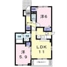 プラシードⅡ 2LDKの間取り