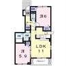 プラシードⅡ 2LDKの間取り
