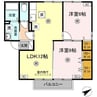 リッツハウス　B棟 2LDKの間取り