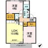リバーポートあきA棟 2LDKの間取り