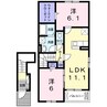 フレーシアⅥ 2LDKの間取り