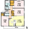 ランロード D棟 3LDKの間取り