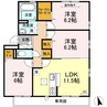 ランロード D棟 3LDKの間取り