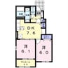 サンビジウム Ⅰ 2DKの間取り
