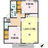 プリムローズⅢ　B棟 2LDKの間取り