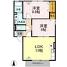 シャルムコートB 2LDKの間取り