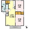 エクセルハイム　B棟 2LDKの間取り