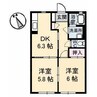 ハイツ安倍２１　Ⅰ棟 2DKの間取り